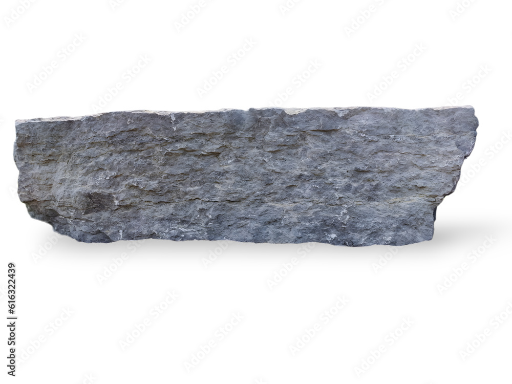 strip gray color stone with natural texture isolated on transparent background.