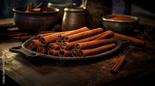Cinnamon sticks on top of a table