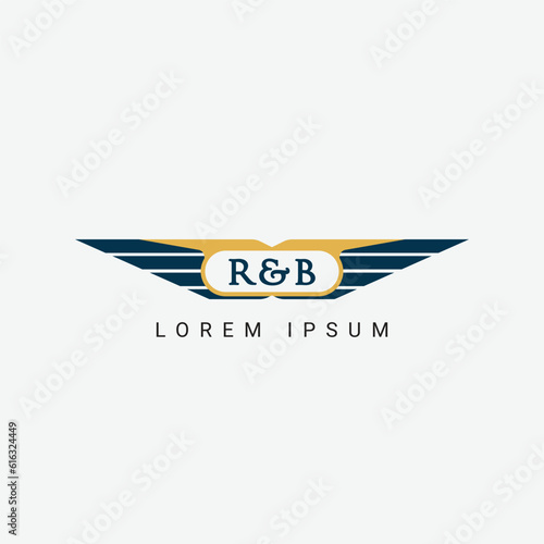 Abstract R and B wing concept Logo Template Design Vector