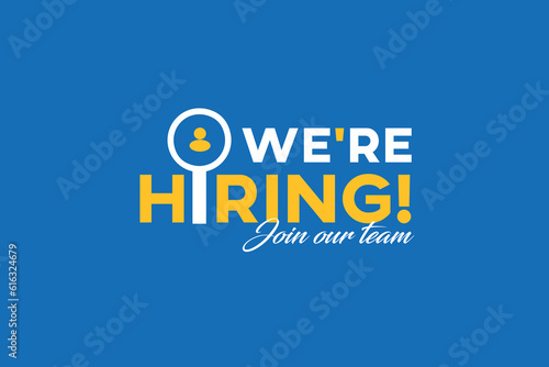Vector we are hiring banner. Hiring recruitment design. We are hiring join our team announcement