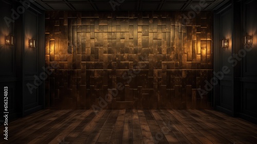 Ornate and rustic theme Dark and Moody Wall Background for Presentation, rustic black and golden wood background