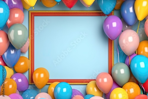 Colorful Festive Background Frame From Multicolored Air Balloons