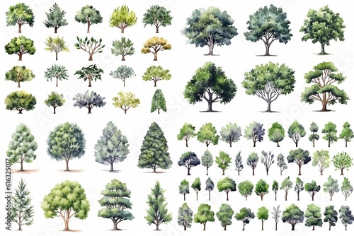 たくさんの木のイラスト,Generative AI AI画像