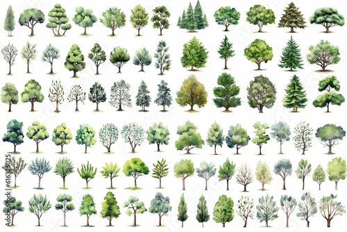 たくさんの木のイラスト,Generative AI AI画像 photo