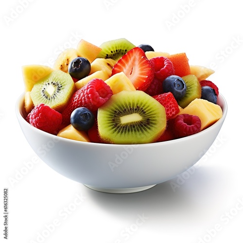 Fruit salad photo on a white background