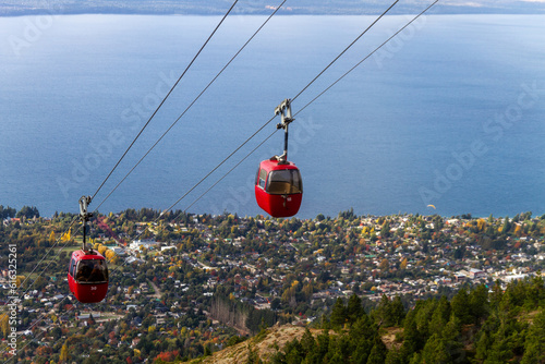 Photography Cable car with town view on the backgorund