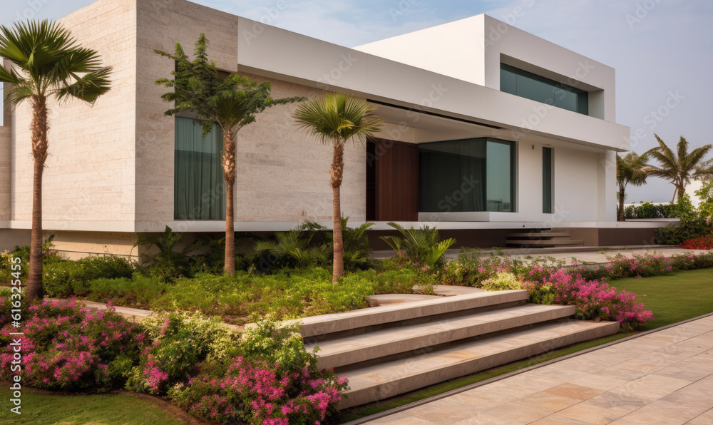 Modern villa in a tropical island in a boho style
