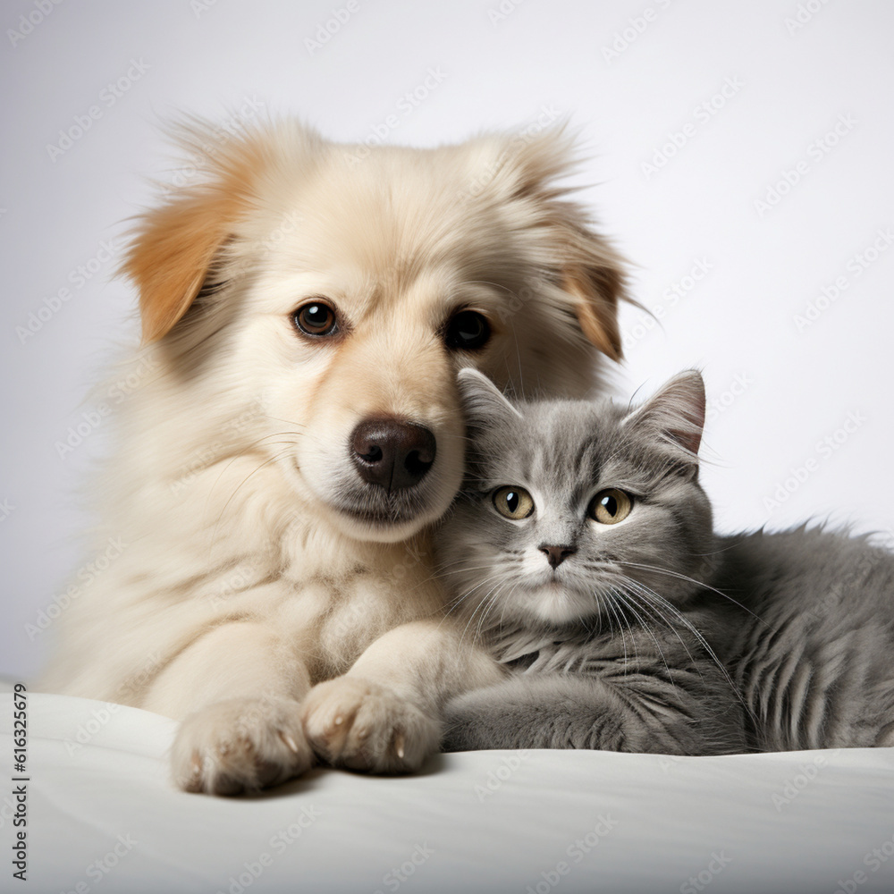 Puppies dog and cat, Generative Ai