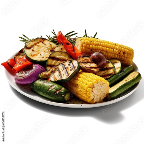 Grilled vegetables photo on a white background