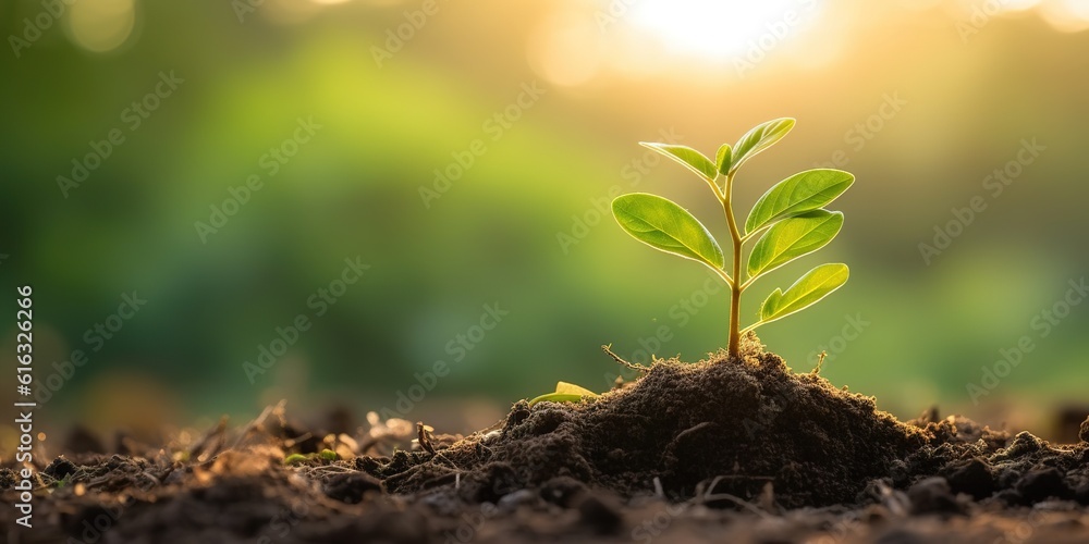 Growth tree young plant Natural green background Growth tree young plant Natural green background
