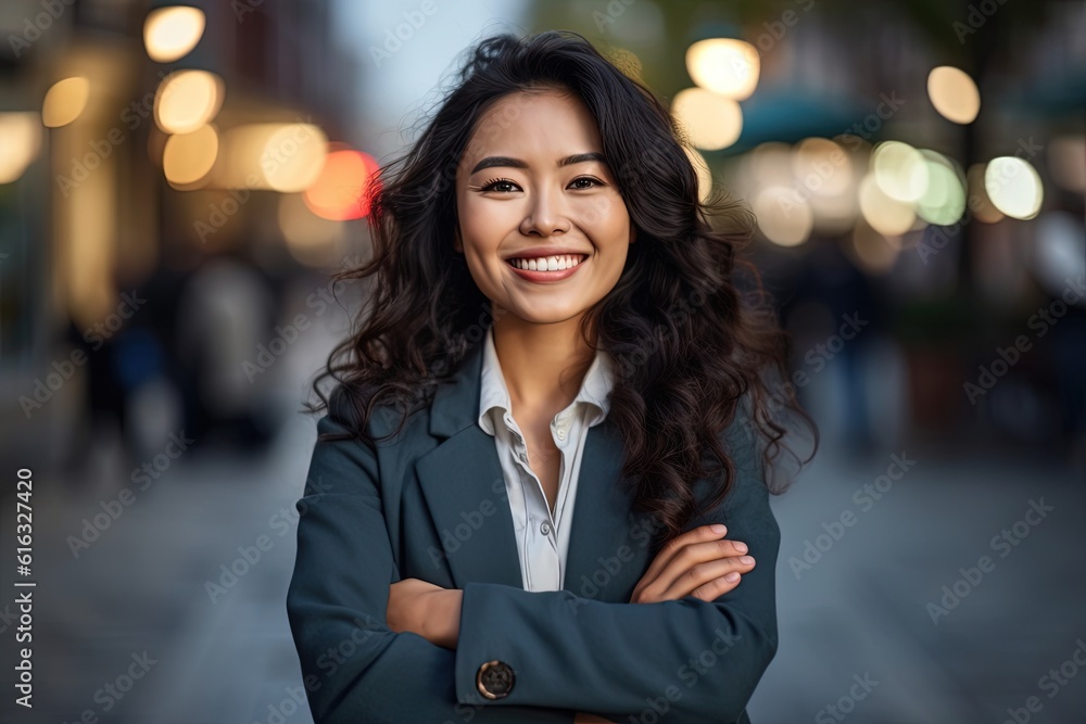 Portrait of a beautiful Asian businesswoman smiling at the camera.Generative Ai Portrait of a beautiful Asian businesswoman smiling at the camera.Generative Ai