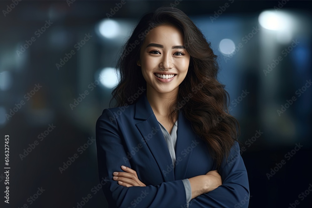 Portrait of a beautiful Asian businesswoman smiling at the camera.Generative Ai Portrait of a beautiful Asian businesswoman smiling at the camera.Generative Ai