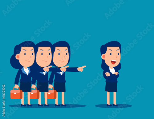Business person blamed by his companions. Business vector illustration