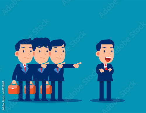 Business person blamed by his companions. Business vector illustration