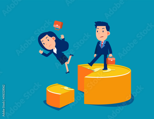 Business partner selfishness and evil. Business finance vector illustration