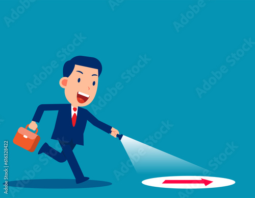 The Leader searching a guidance . Business assistance vector illustration