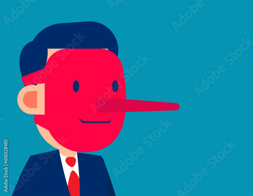 Businessmen on the mask of lies. Business falsehood and politics concept