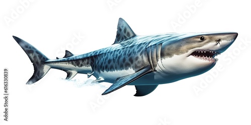 Megalodon shark on white background