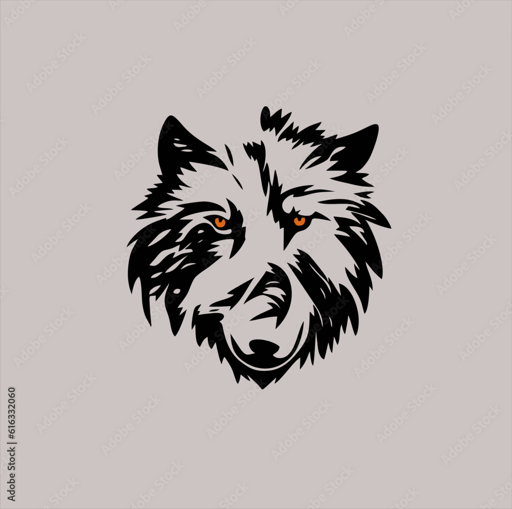 wolf head vector illustration image. linear style