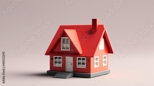 Hand holds a small house toy  real estate concept image