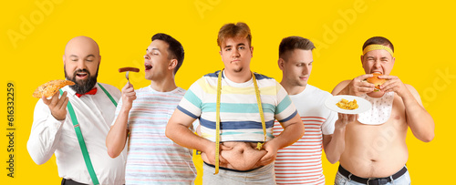 Upset young overweight man ...