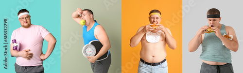 Collage of overweight men o...