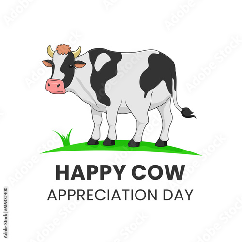 Vector Graphic of happy cow appreciation day illustration, cow cartoon isolated on white background