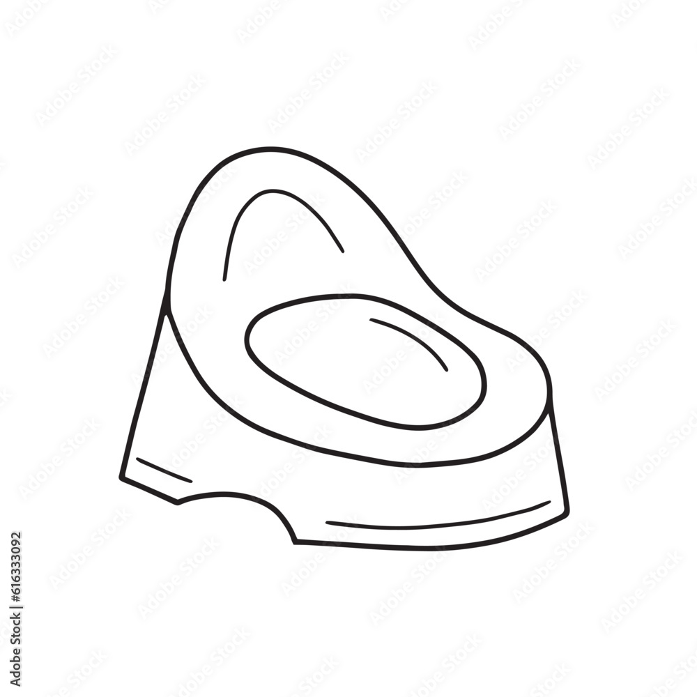 Vector illustration of outline doodle baby potty for children, coloring and scrap book Vector illustration of outline doodle baby potty for children, coloring and scrap book