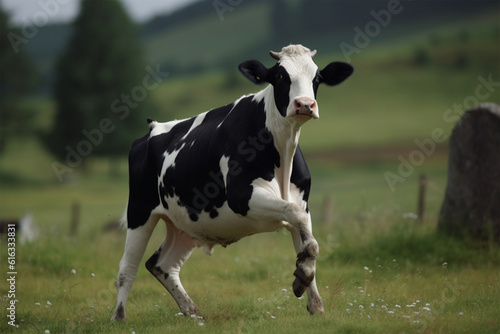 Generative AI. a cute cow is dancing