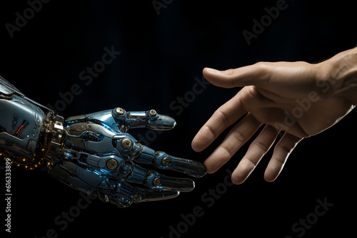 robotic hand reaching out to human hand © alphazero