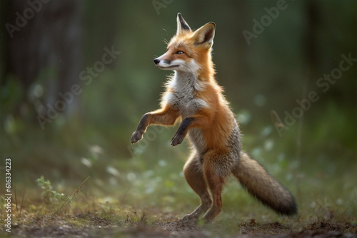 Generative AI. a cute fox is dancing © imur