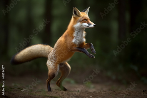 Generative AI. a cute fox is dancing