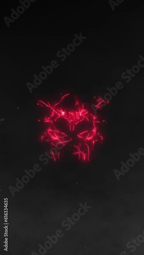 Super Sport Motorcycle silhouette animation with atmospheric smoke background, vertical video neon glow motorcycle club logo reveal motion graphic.