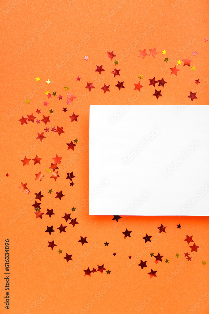 Blank card with stars on red background Blank card with stars on red background