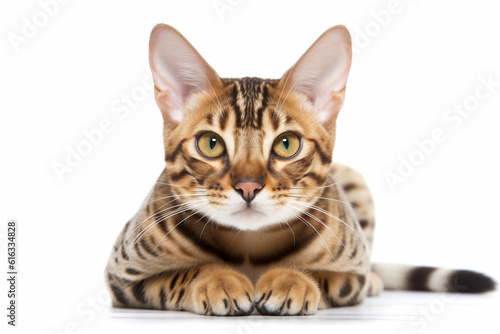 Portrait of Bengal cat on white background © Firn