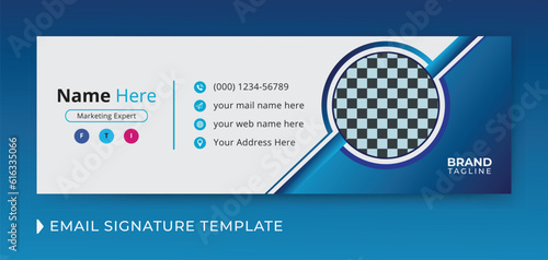 Corporate and business email signature template design with personal details and online mail letter