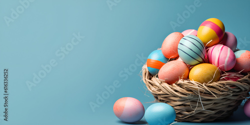 easter eggs in a basket Generative Ai