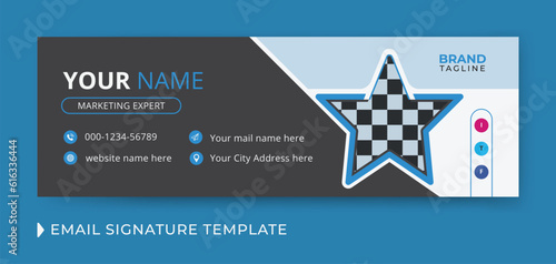 Corporate and business email signature template design with personal details and online mail letter