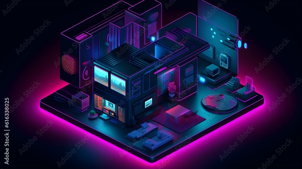 Connected Living: Exploring the Modernity of a 3D Vector Illustration Showcasing House Tech Connected Living: Exploring the Modernity of a 3D Vector Illustration Showcasing House Tech