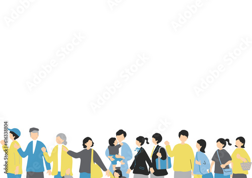 行列に並ぶ人達