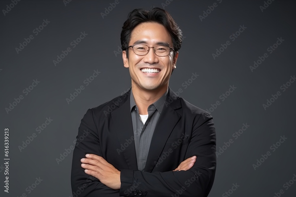 Portrait of a happy asian businessman smiling at the camera.Generative Ai Portrait of a happy asian businessman smiling at the camera.Generative Ai