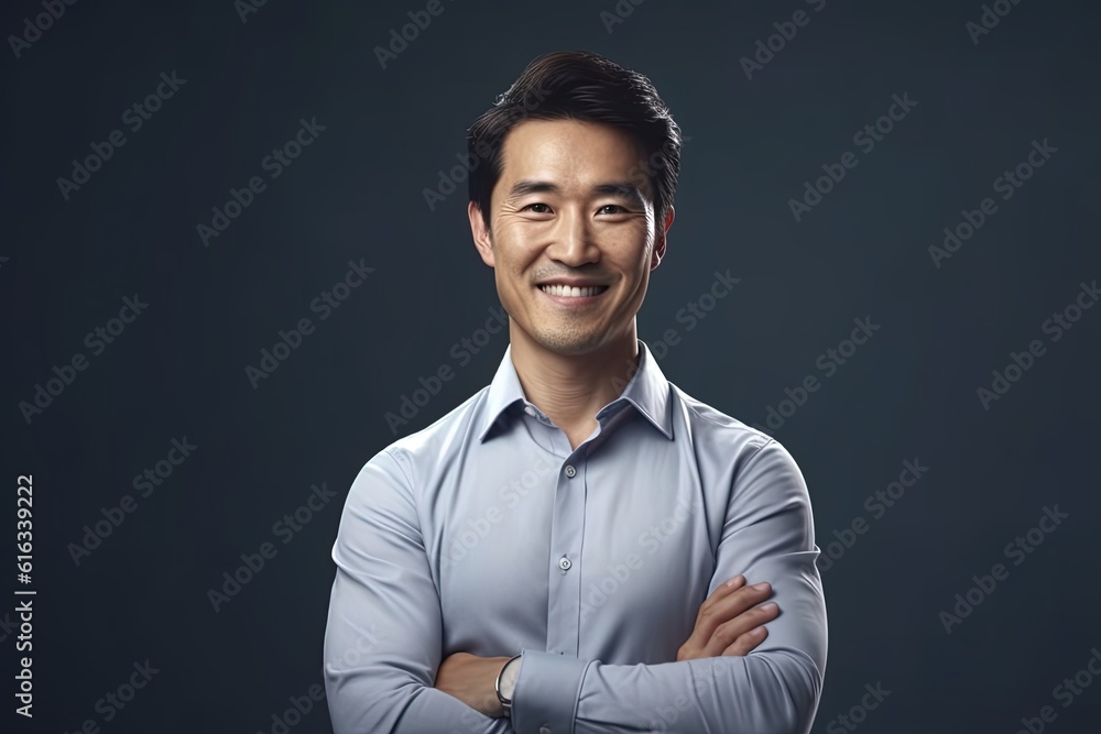 Portrait of a happy asian businessman smiling at the camera.Generative Ai Portrait of a happy asian businessman smiling at the camera.Generative Ai