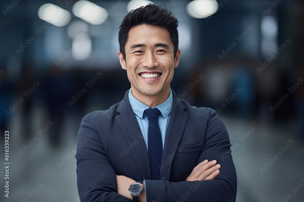Portrait of a happy asian businessman smiling at the camera.Generative Ai Portrait of a happy asian businessman smiling at the camera.Generative Ai