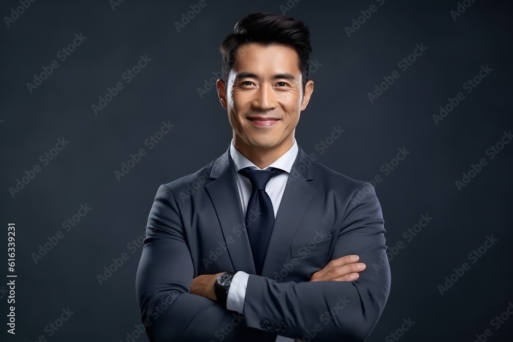 Portrait of a happy asian businessman smiling at the camera.Generative Ai Portrait of a happy asian businessman smiling at the camera.Generative Ai