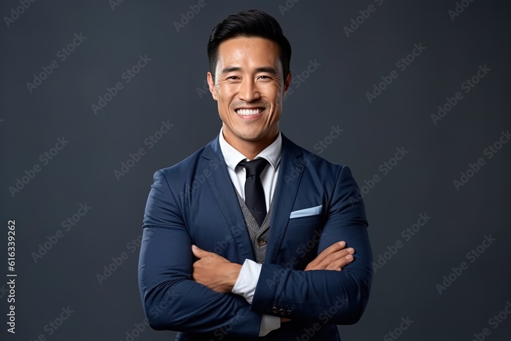 Portrait of a happy asian businessman smiling at the camera.Generative Ai Portrait of a happy asian businessman smiling at the camera.Generative Ai