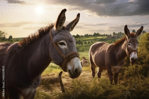 donkeys on the meadow