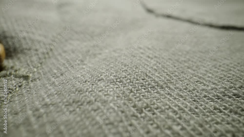 The structure of the fabric. Close-up of linen cloth. Dolly shot The structure of the fabric. Close-up of linen cloth. Dolly shot