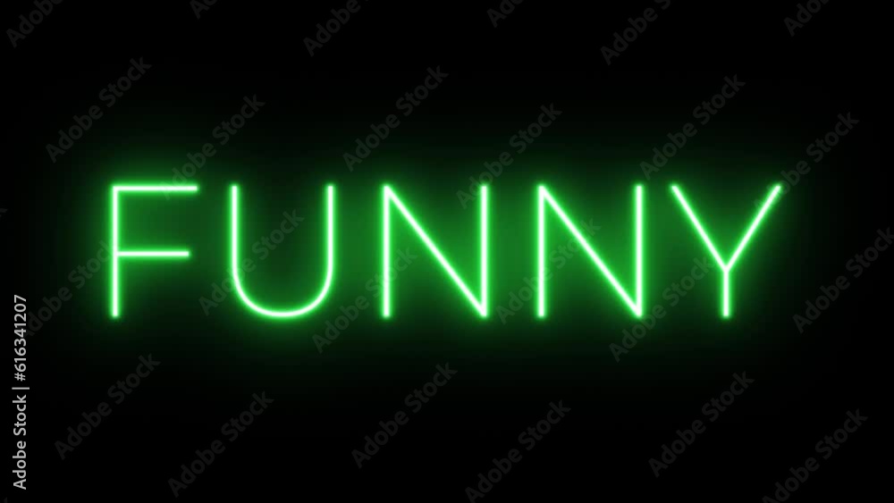 Flickering neon green glowing funny sign animated black background Flickering neon green glowing funny sign animated black background