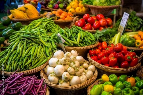 Fresh Vegetables at the Market Farm-to-Table Delights for Healthy Living. AI