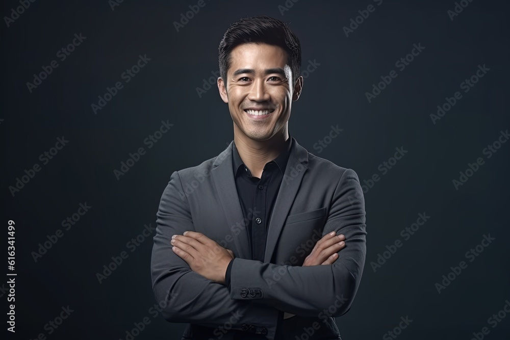 Portrait of a happy asian businessman smiling at the camera.Generative Ai Portrait of a happy asian businessman smiling at the camera.Generative Ai